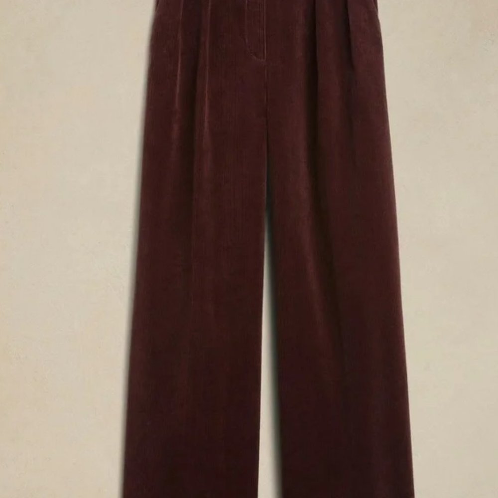 NWT RELAXED CORDUROY PANT HIGH RISE WIDE LEG 4 REGULAR